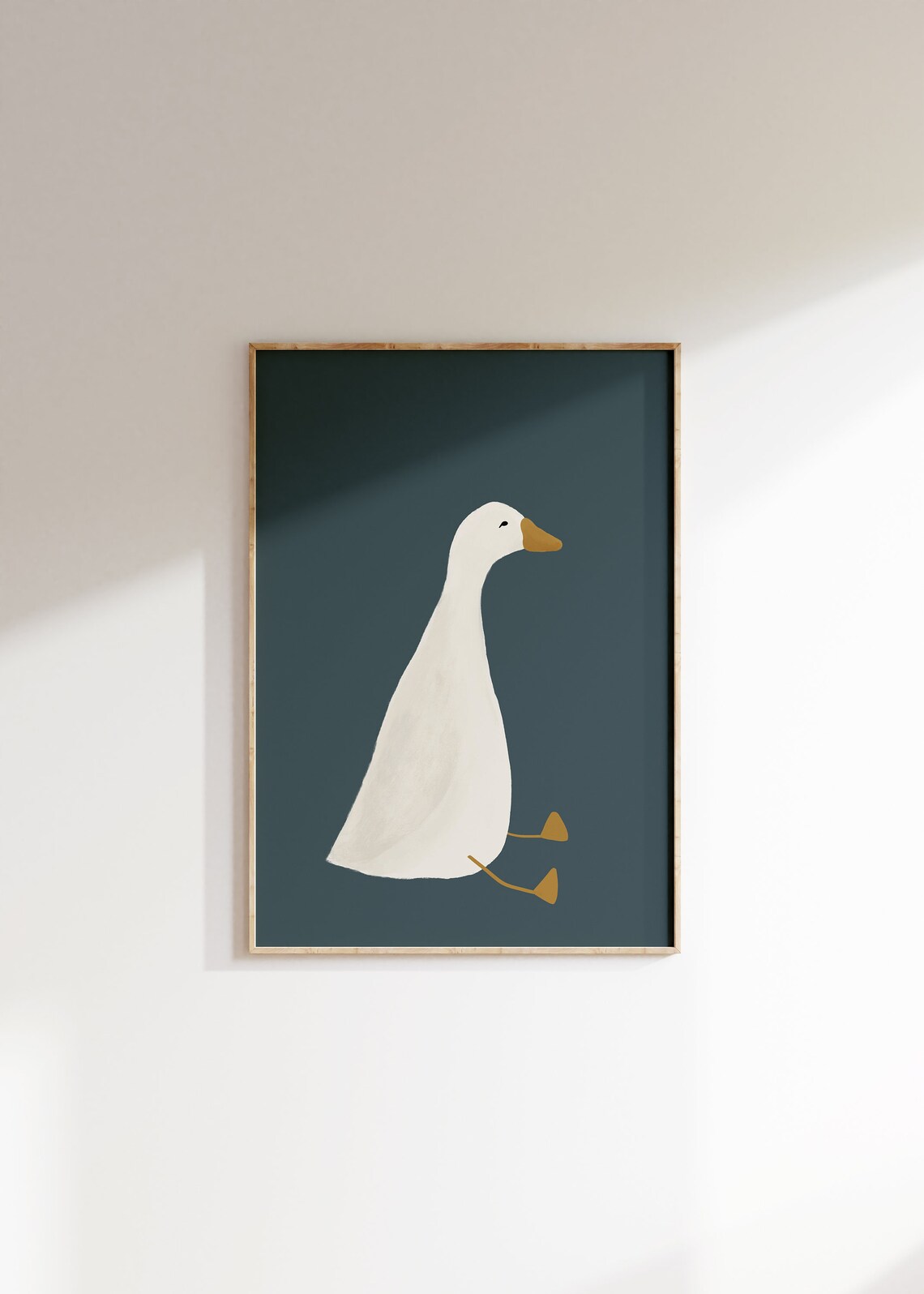 Silly Goose Dark Blue Nursery Wall Art Print