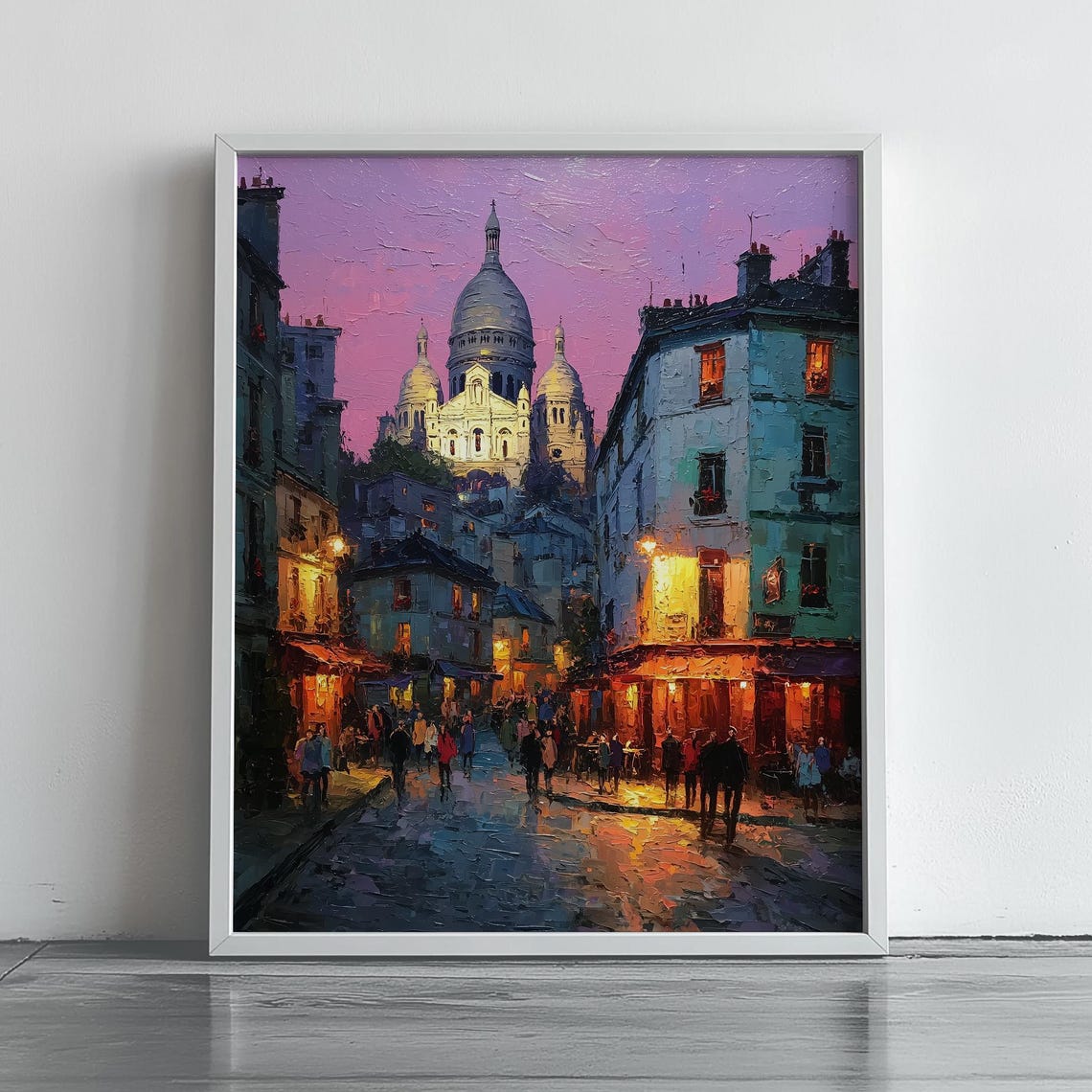 Paris Montmartre Sacre Coeur Dusk Impressionist Oil Painting Print