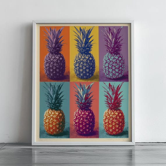 Colorful Pineapple Pop Art Print Vibrant Wall Psychedelic Fruit Series Retro Decorative Decor 114
