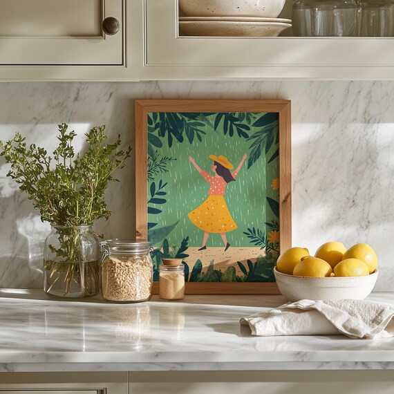Tropical Dance Wall Art Colorful Jungle Scene Artistic Summer Decor Vibrant Botanical Print Nature Inspired Painting 3