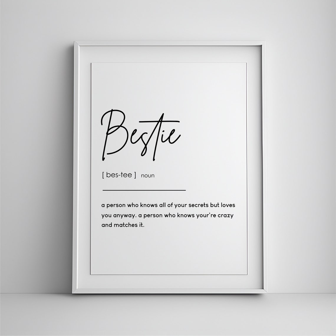 Bestie Definition Best Friend Gift Personalized Idea Art Wall Decor