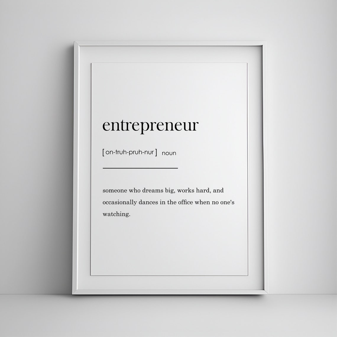 Entrepreneur Definition Funny Home Office Gift Dictionary Wall Art