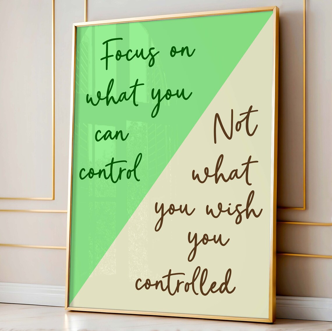 Focus On What You Can Control Quote Poster in Green and Beige