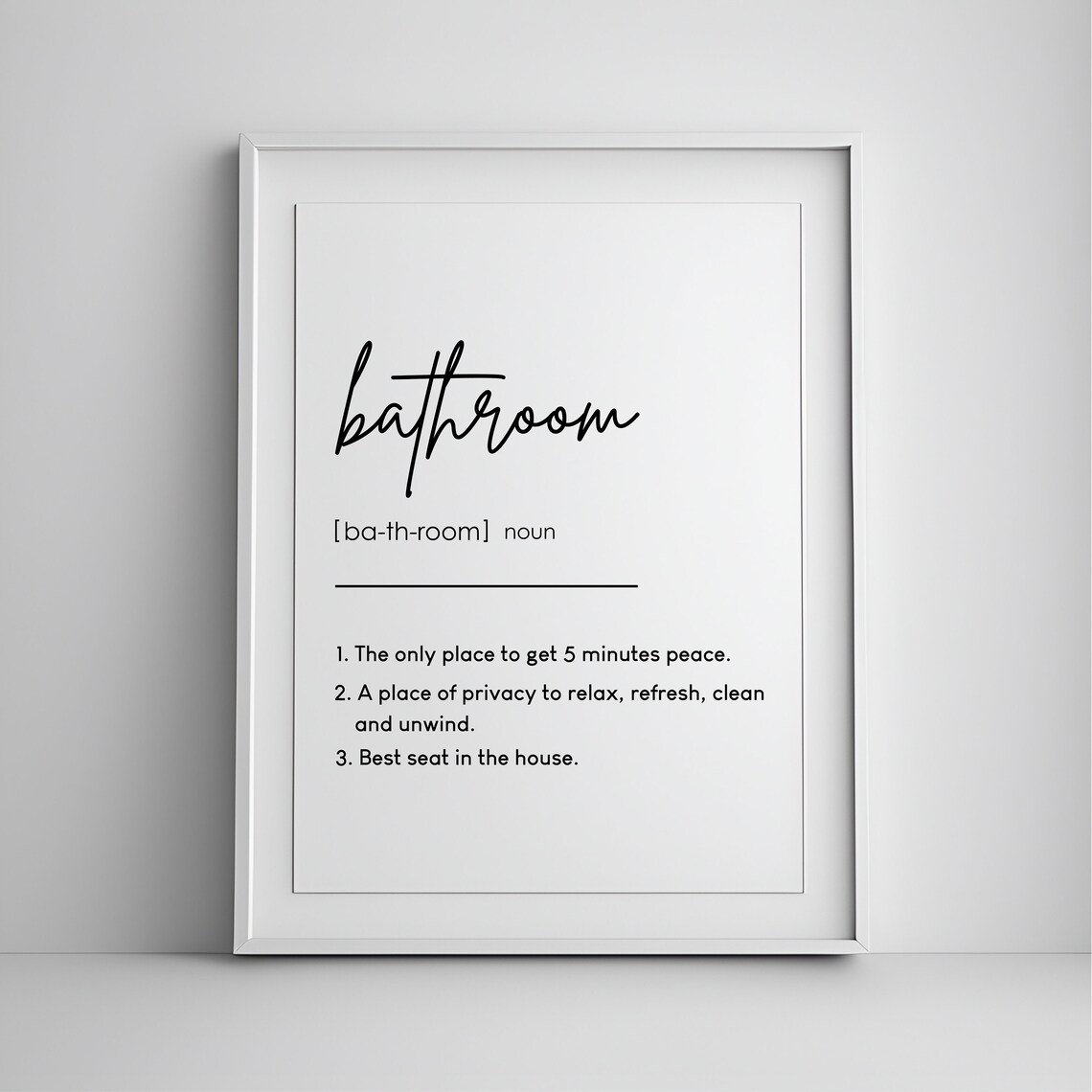 Bathroom Definition Quote Art Print, Home Decor