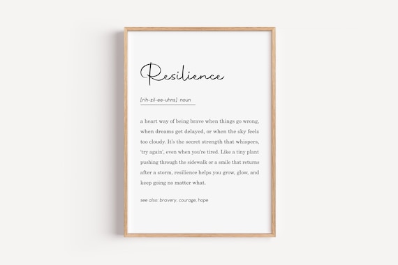 Resilience Definition Wall Art Quotes Motivational Inspirational Decor