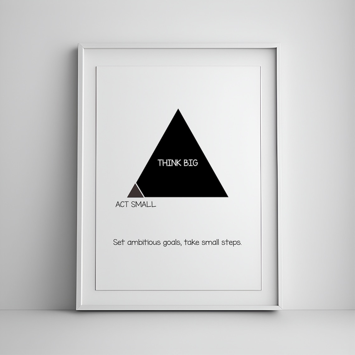 Think Big Act Small Minimalist Motivational Office Poster Black White Art