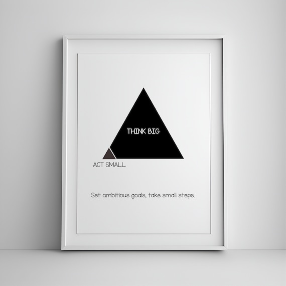 Think Big And Act Small Motivational Office Decor Inspirational Posters Entrepreneur Wall Art Business