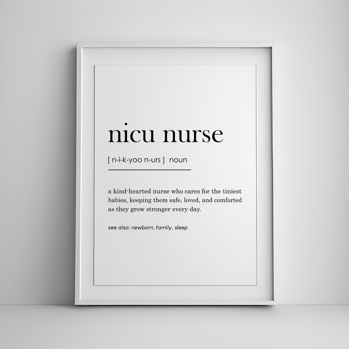 NICU Nurse Definition Dictionary Style Typography Nurse Gift Poster