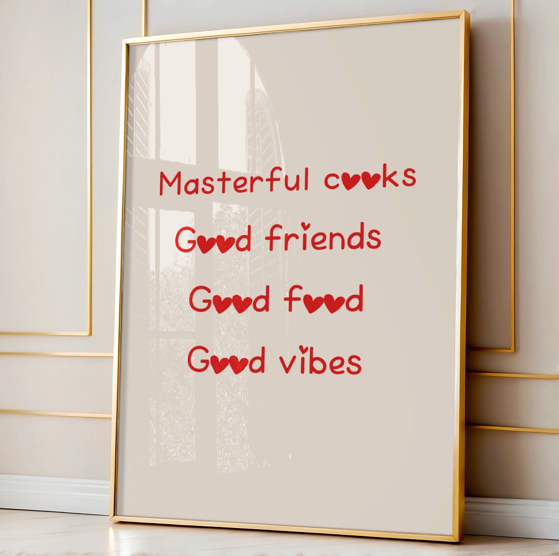 Masterful Cooks Good Friends Good Food Vibes Red Kitchen Poster