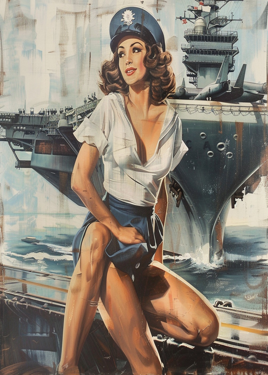 1950s Pinup Girl Vintage Painting Pin Up Girl Art Print Military Pinup Poster Art L Oil Panting L 5 Sizes Available L 013 - Image 3