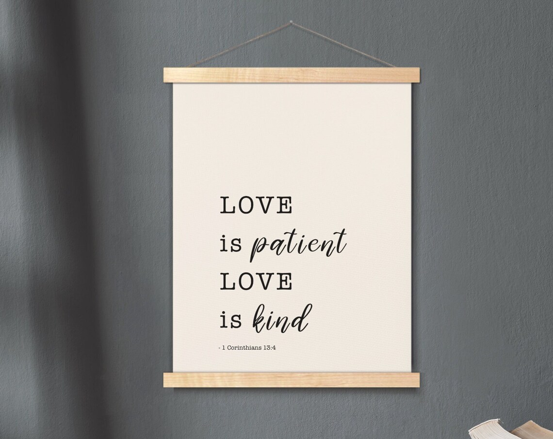 Love Is Patient Love Is Kind 1 Corinthians 134 Wedding Scripture Art Poster