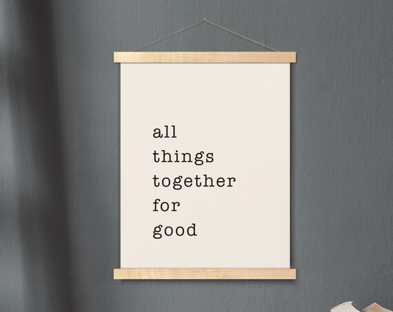 All Things Together For Good Romans 828 Hanging Canvas Bible Verse Wall Art Scripture Poster Minimalist Print