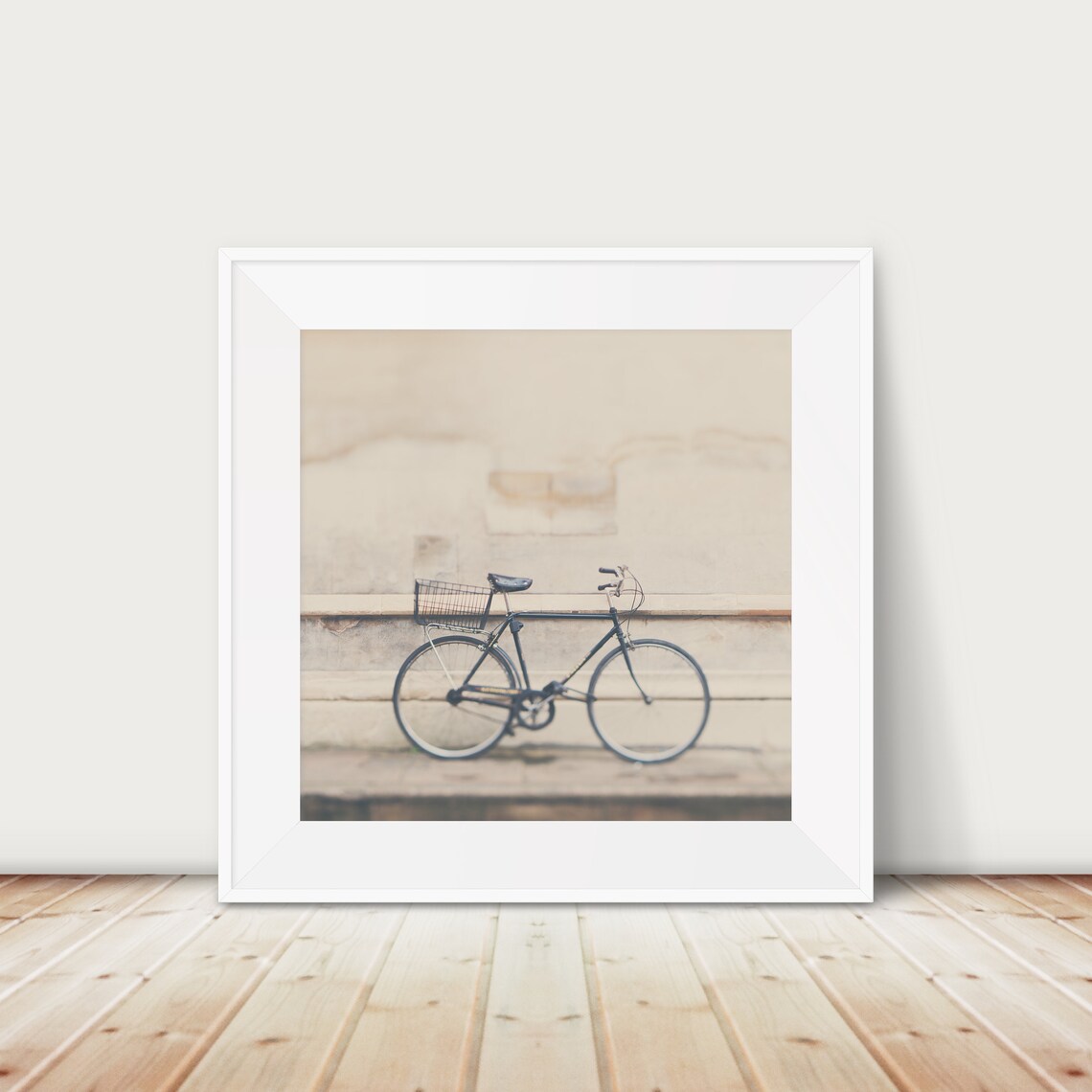 Vintage Black Bicycle Basket Cambridge Street Photography Art Poster