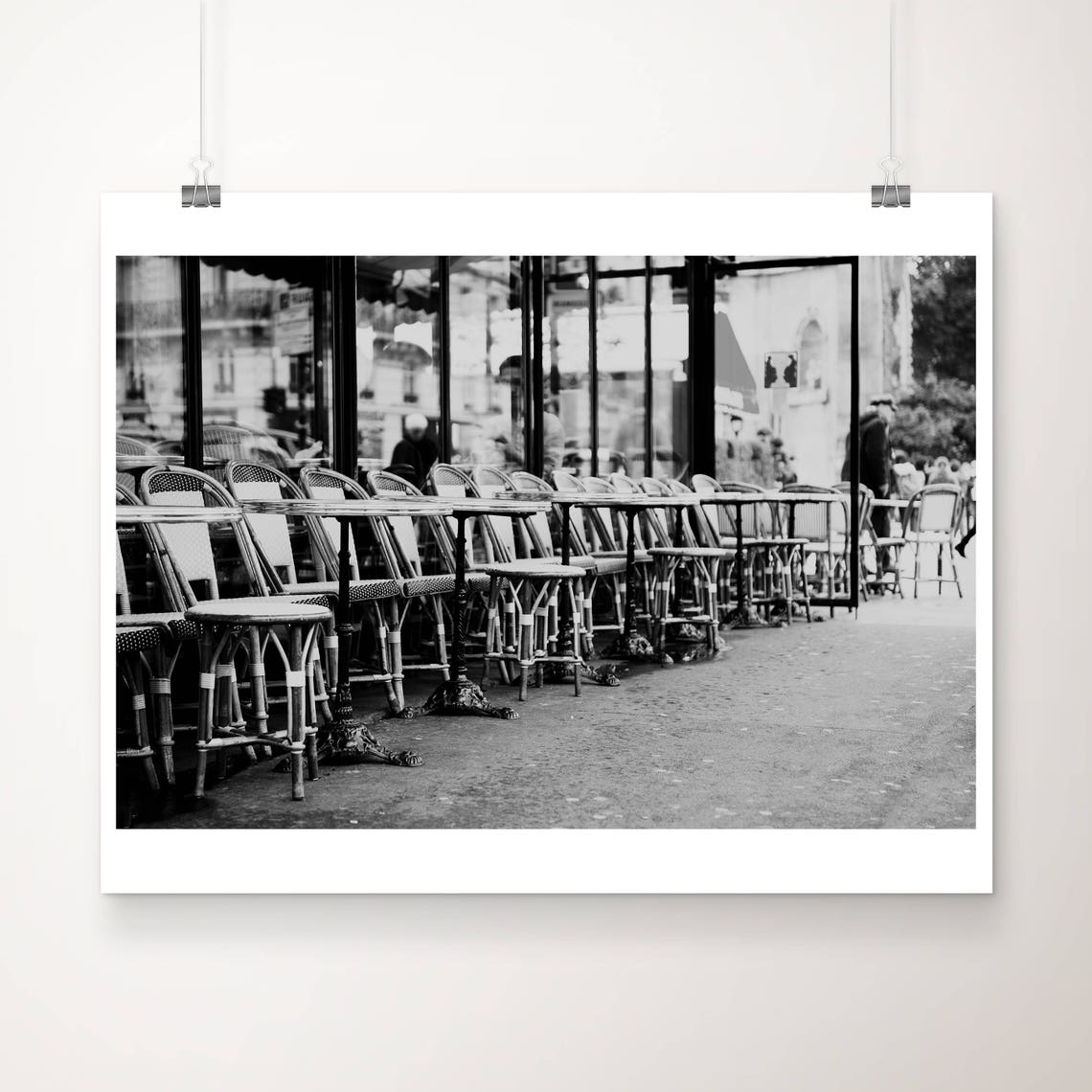 Paris Sidewalk Cafe Bistro Chairs Black And White Photo Poster