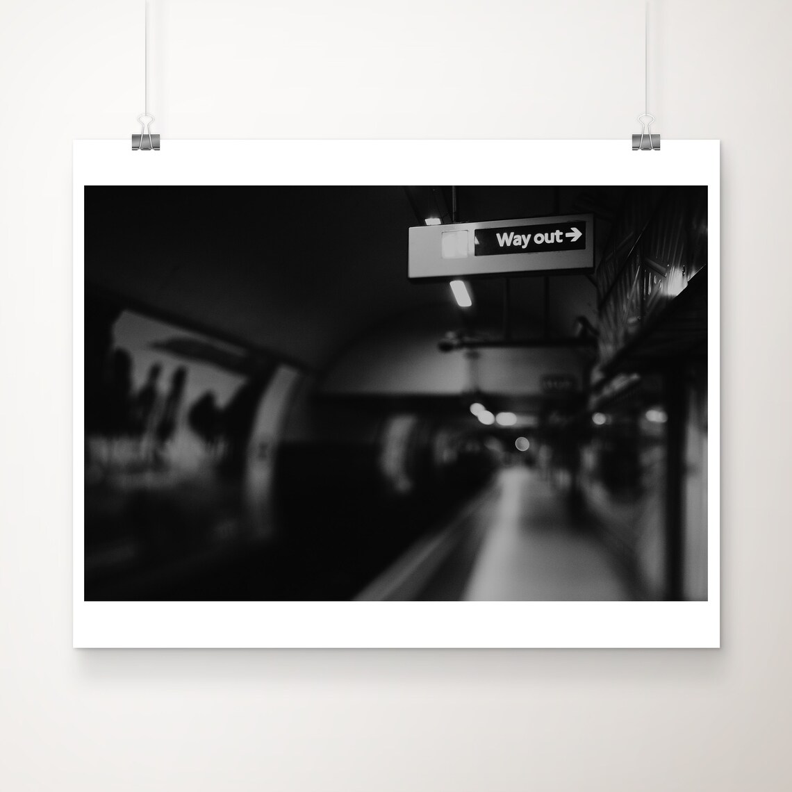 London Underground Way Out Sign Vintage Black And White Photo Print