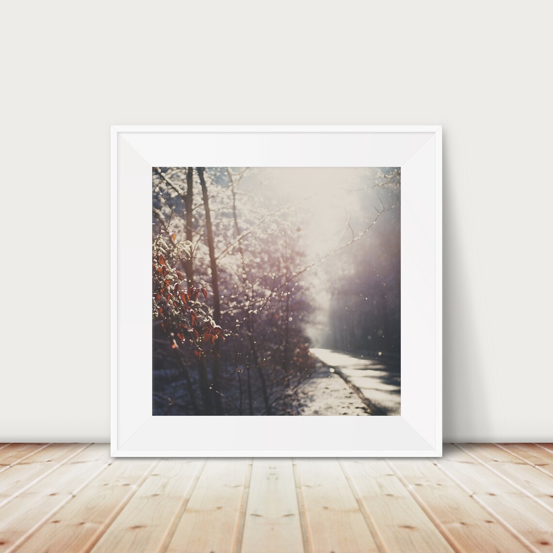 Winter Road Photograph, Snowy Suffolk Landscape Print