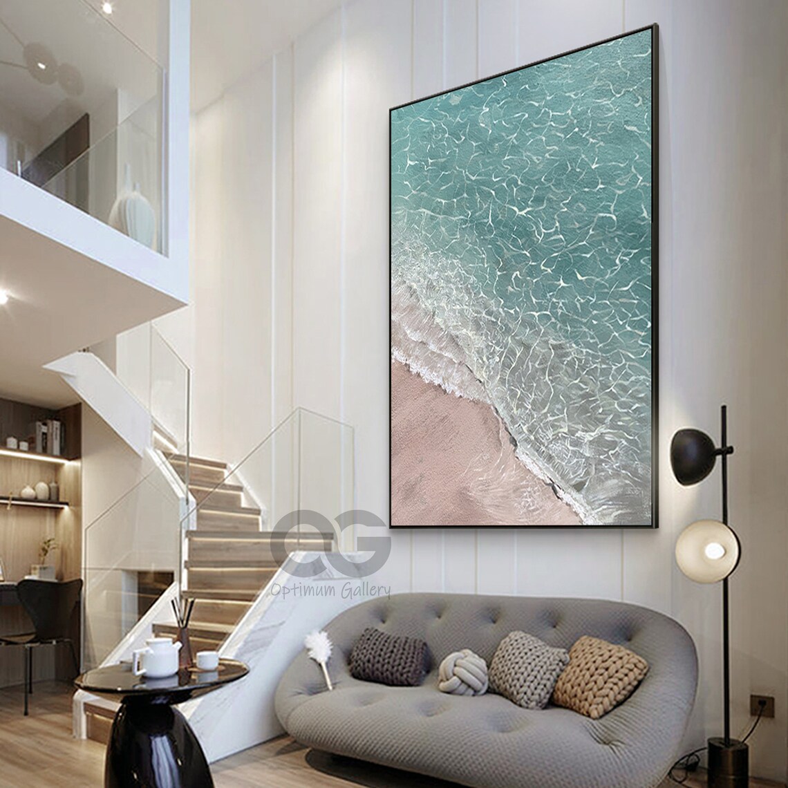 Ocean Abstract Acrylic Painting, Coastal Wall Print - Image 4