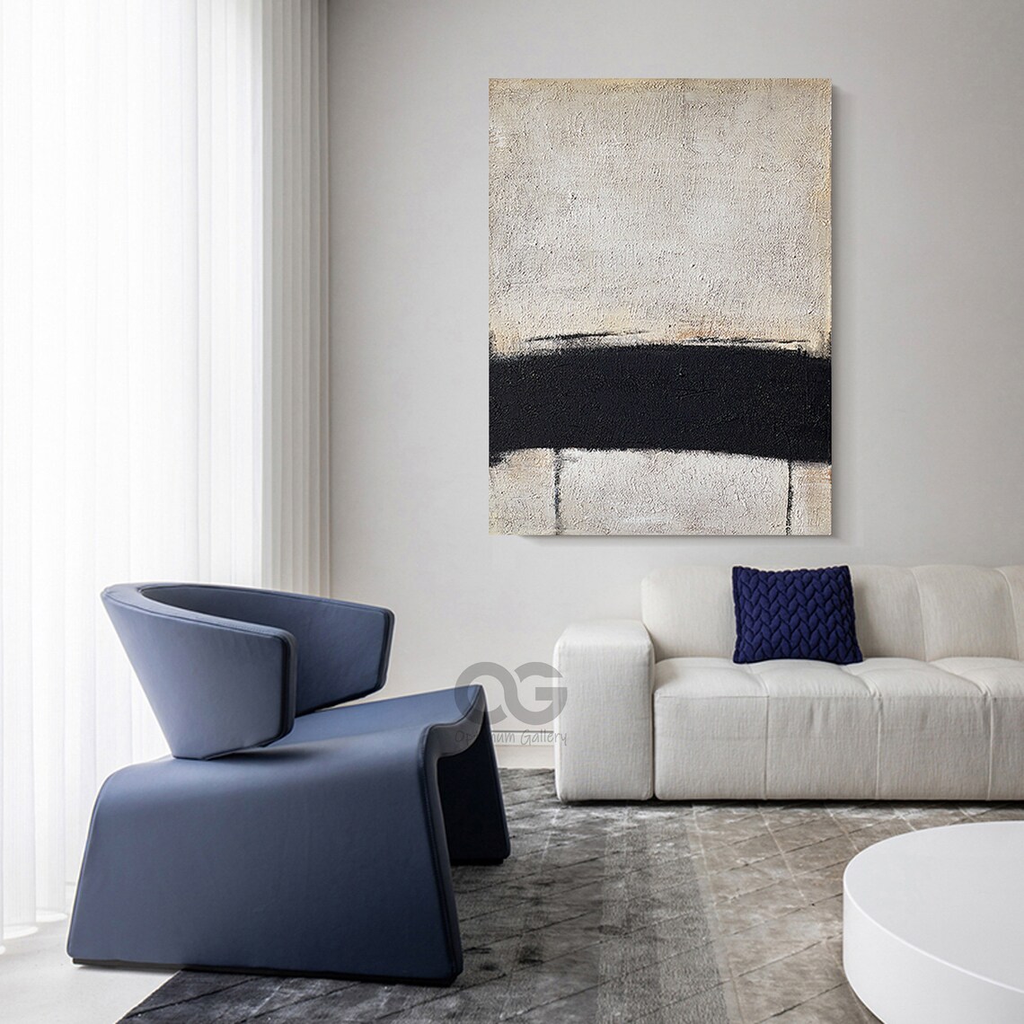 Beige and Black Abstract Art Print, Modern Minimalist - Image 3