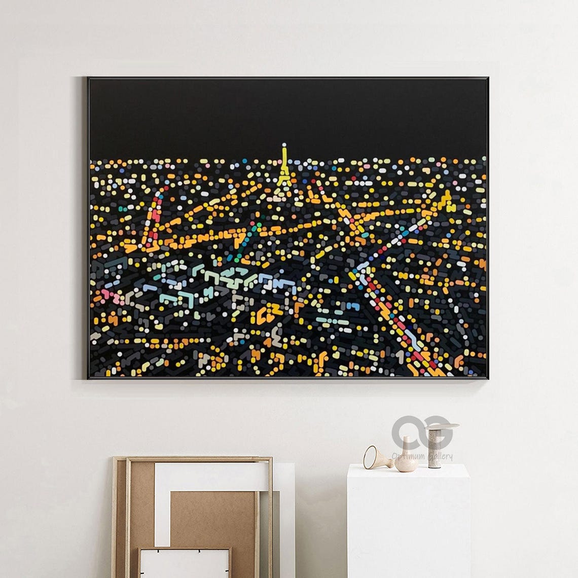 Paris Night Aerial Eiffel Tower Golden Lights Dotted Cityscape Poster - Image 4