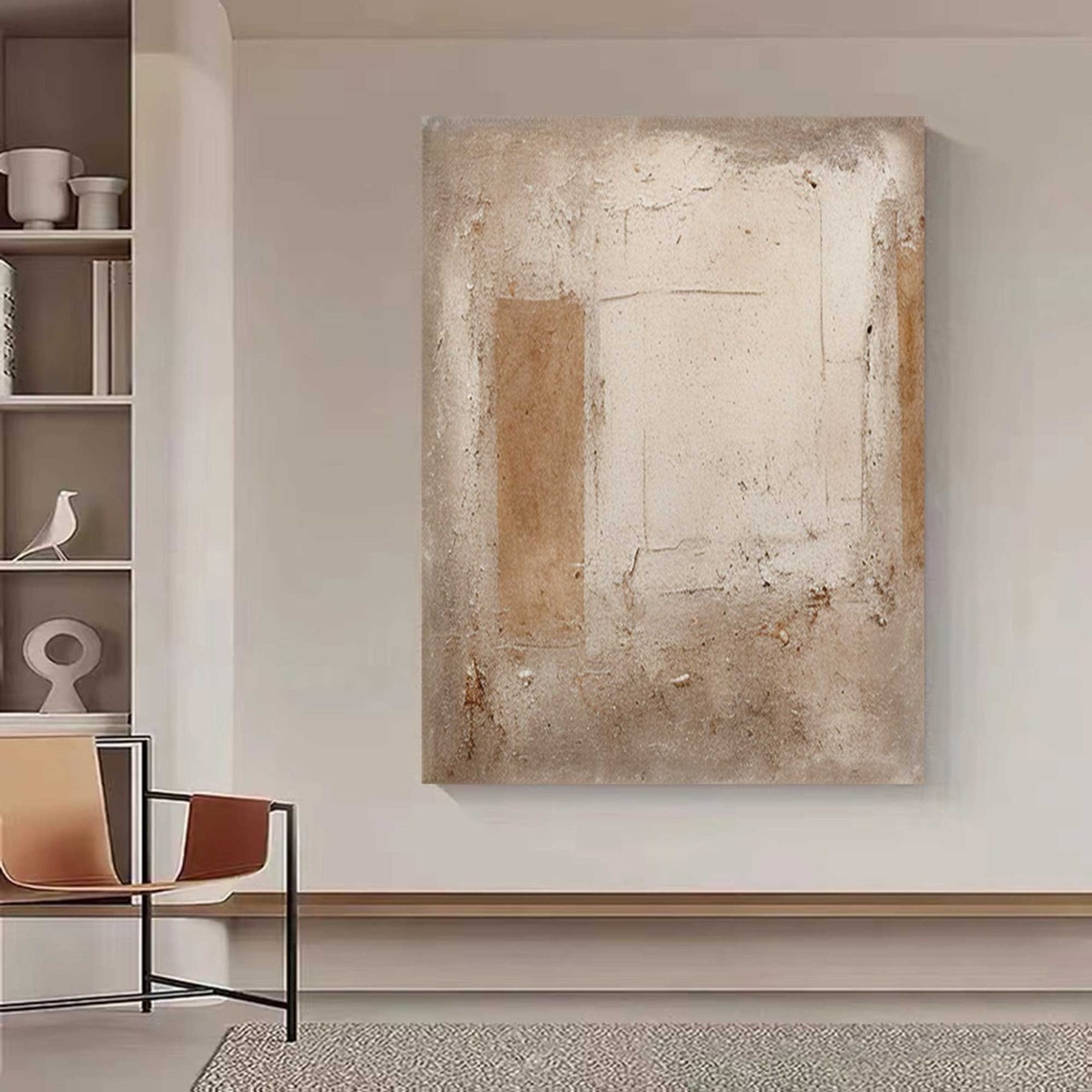 Beige Geometric Abstract Brown Block Column Wabi Sabi Texture Poster - Image 5
