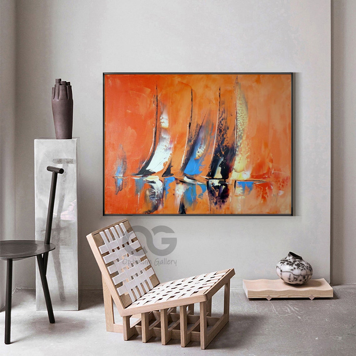 Large Sailboat Party Painting On Colorful Sailboats Harbor Painting Nautical Landscape Painting Bed Room Wall Art Summer Wall Decor - Image 3