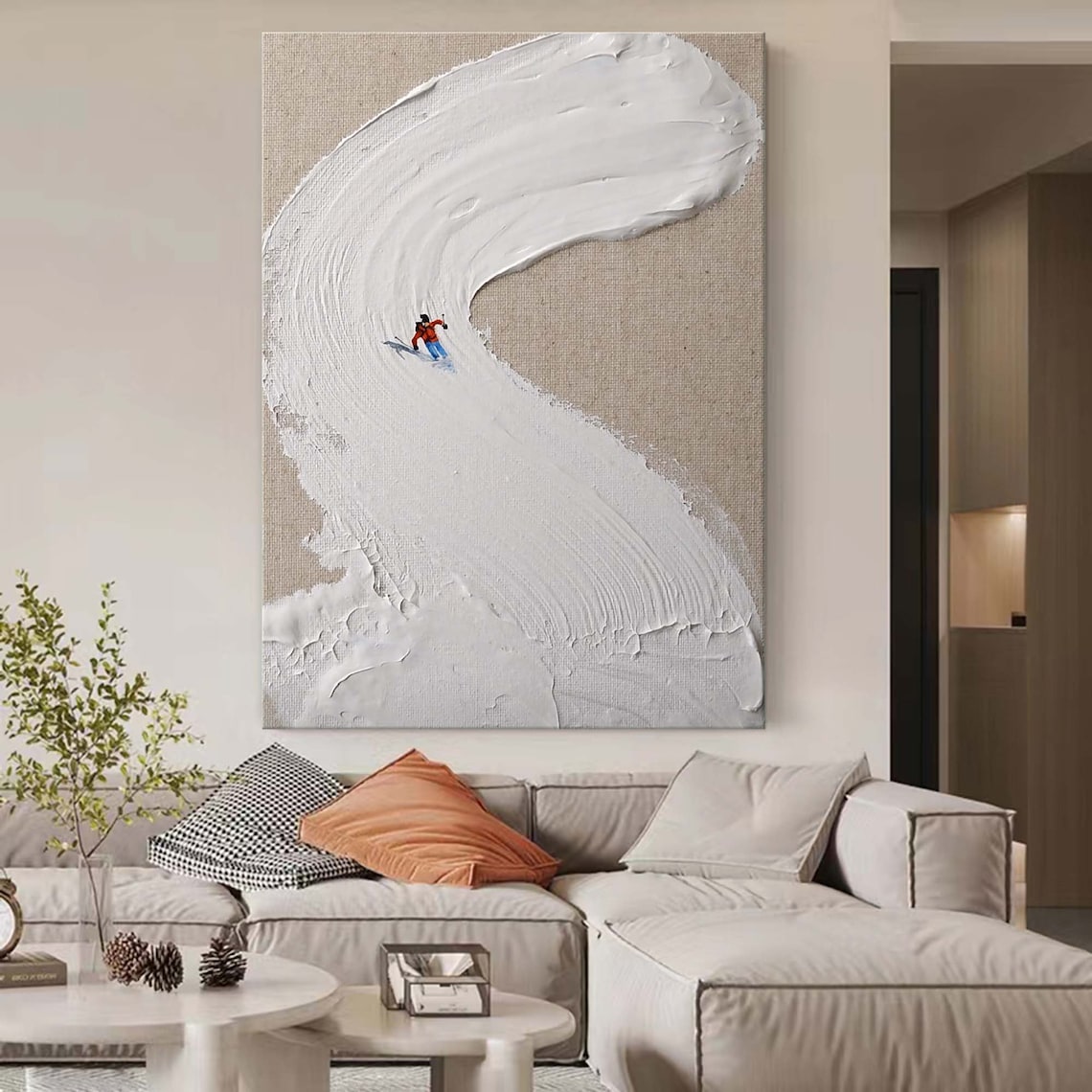 Skier on Snowy Mountain Winter Art Print, Personalized - Image 4