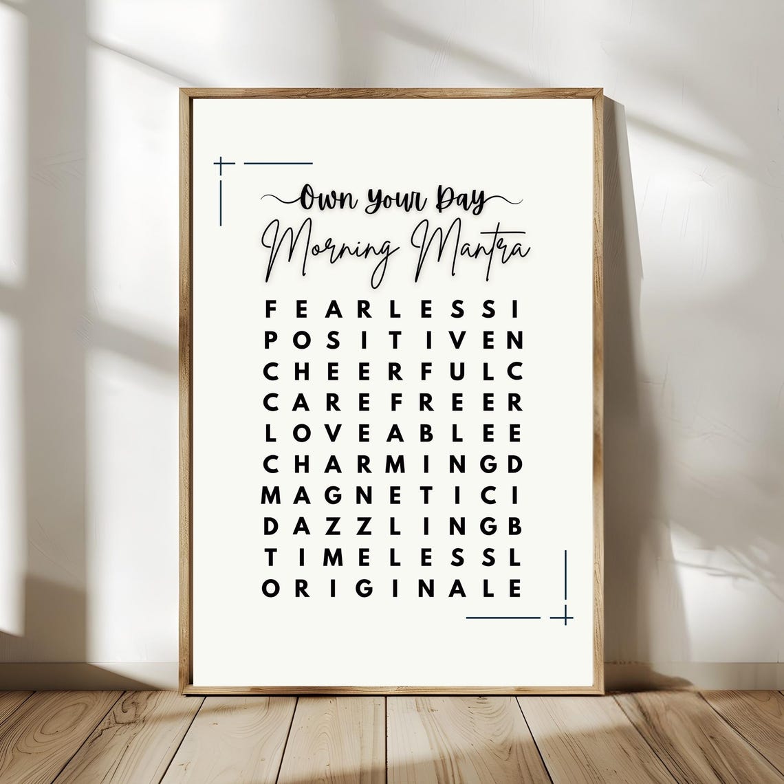 Own Your Day Morning Mantra Word Search Daily Affirmation Wall Poster