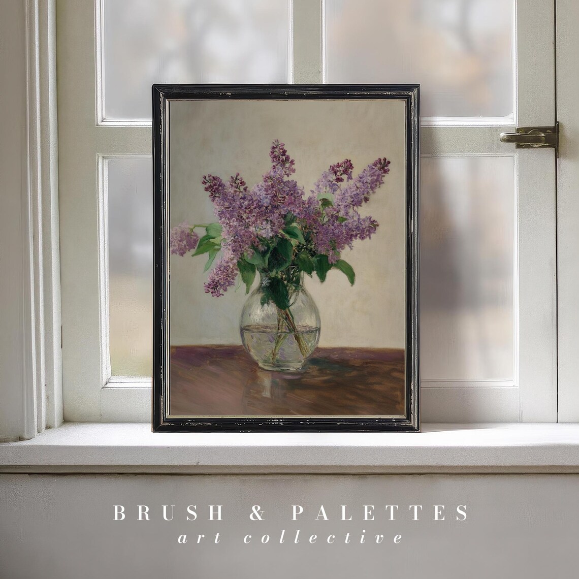 Lilac Bouquet In Glass Vase Vintage Floral Still Life Poster