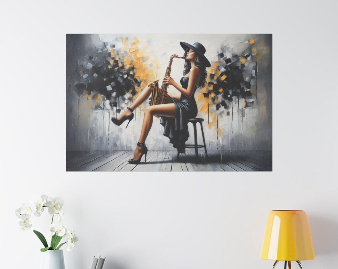 Saxophone Player Jazz Art Print, Modern Music Decor - Image 4