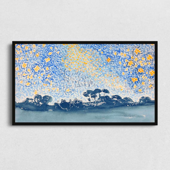 Frame Tv Art Blue Starry Sky Painting For The Frame Tv