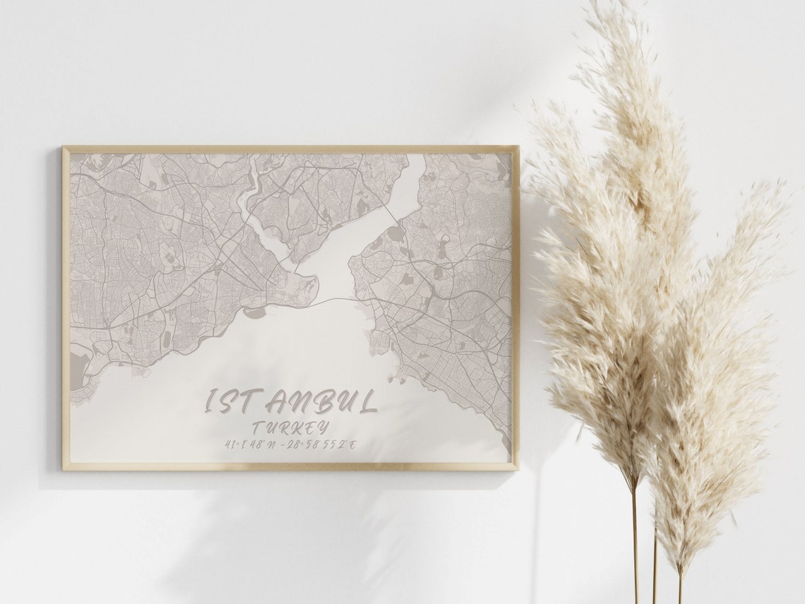Istanbul Turkey Street Map Neutral Beige Minimalist City Art Poster - Image 2