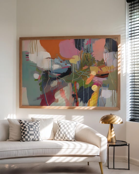 Colorful Abstract Art Print Large Neutral Wall Decor Contemporary