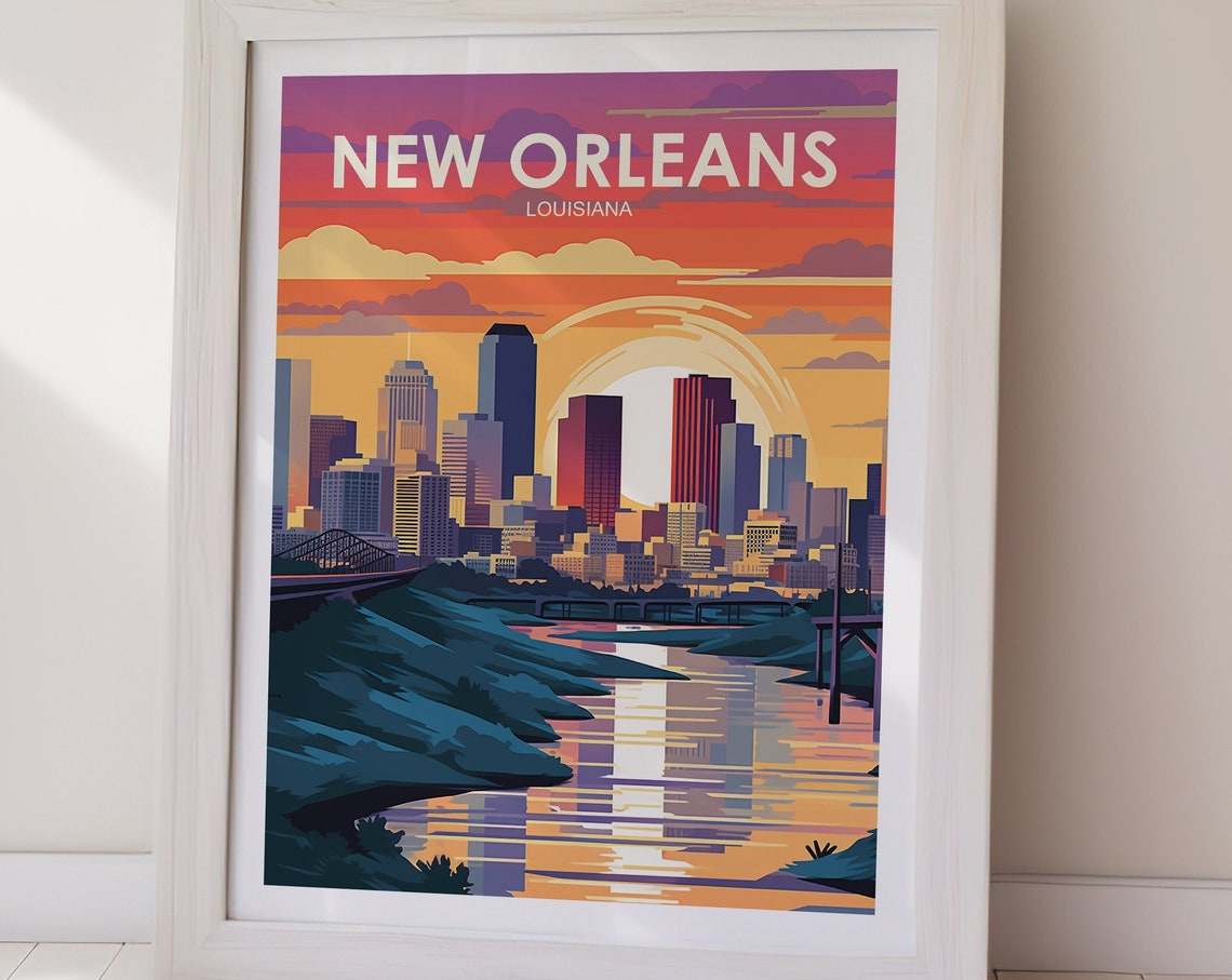 New Orleans Poster Wall Art Wanderlust Gift Holiday Travel Gift Gift For Her Gift For Him Holiday Gift - Image 2