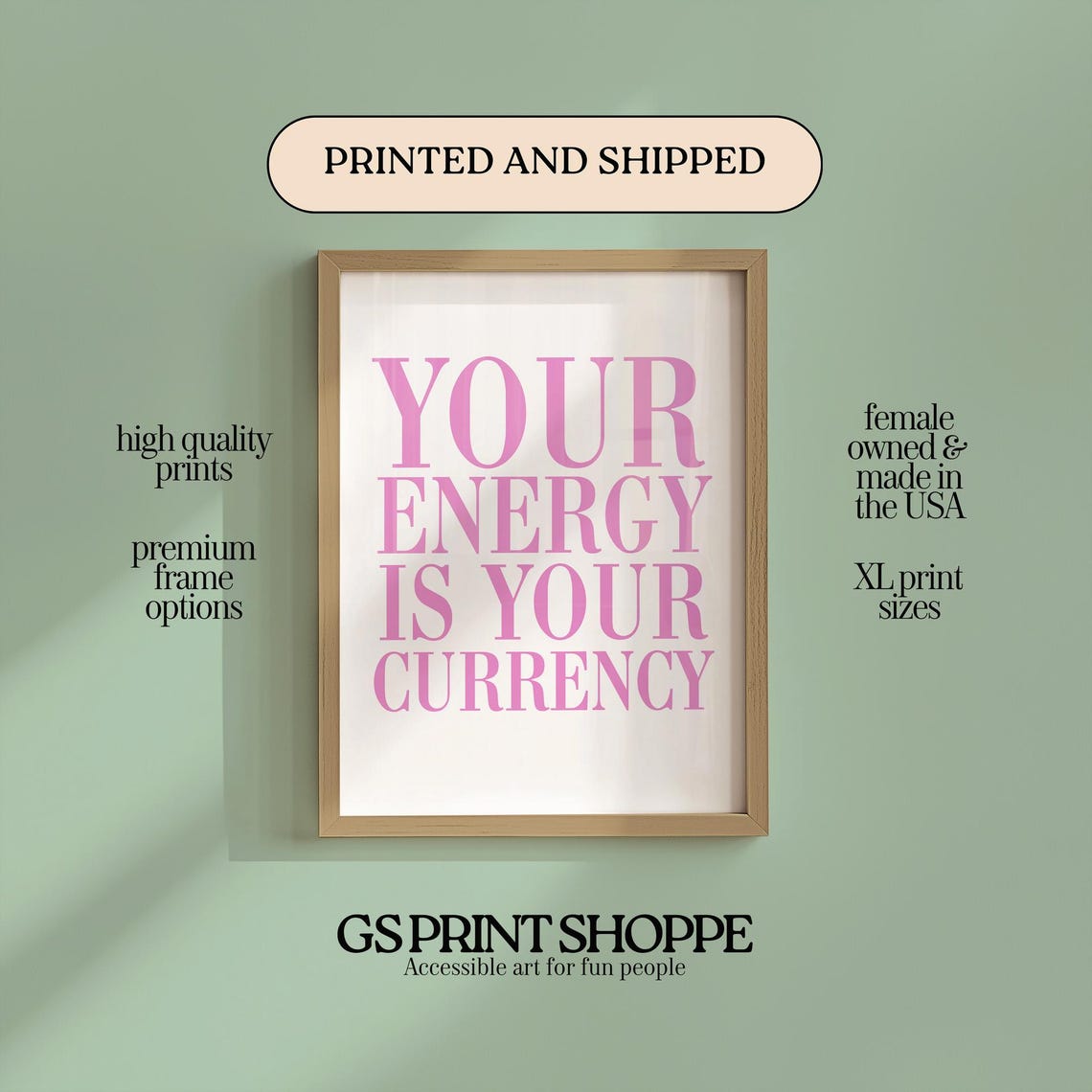 Your Energy Is Your Currency Bold Pink Typography Quote Poster