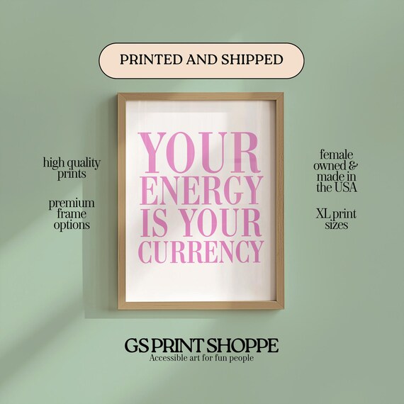 Your Energy Is Your Currency Bold Pink Typography Quote Poster