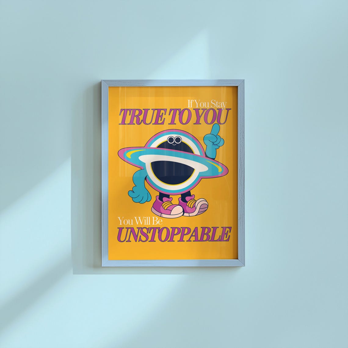 True To You Unstoppable Retro Planet Character Motivational Poster