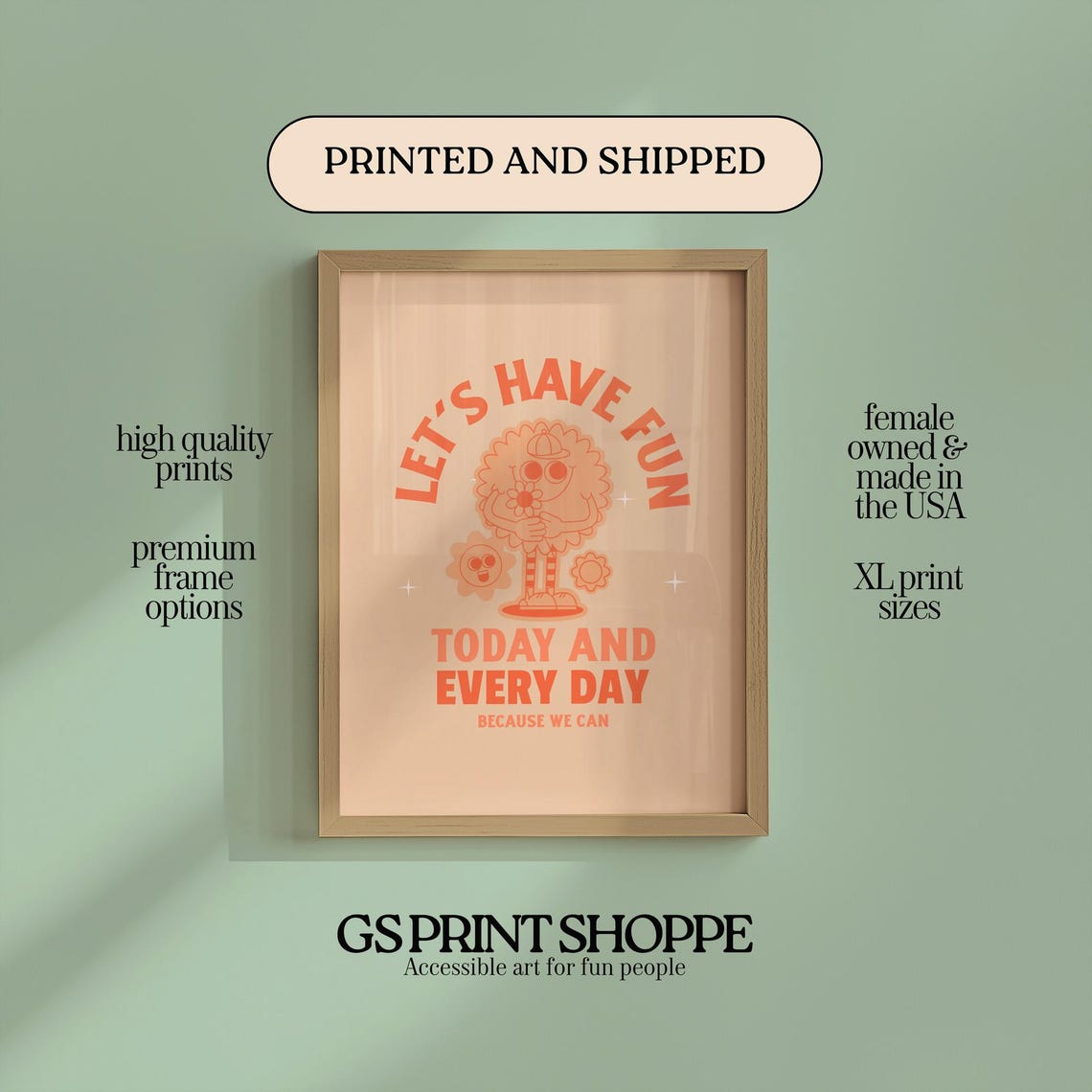 Orange Retro Lets Have Fun Today Every Day Groovy Mascot Poster