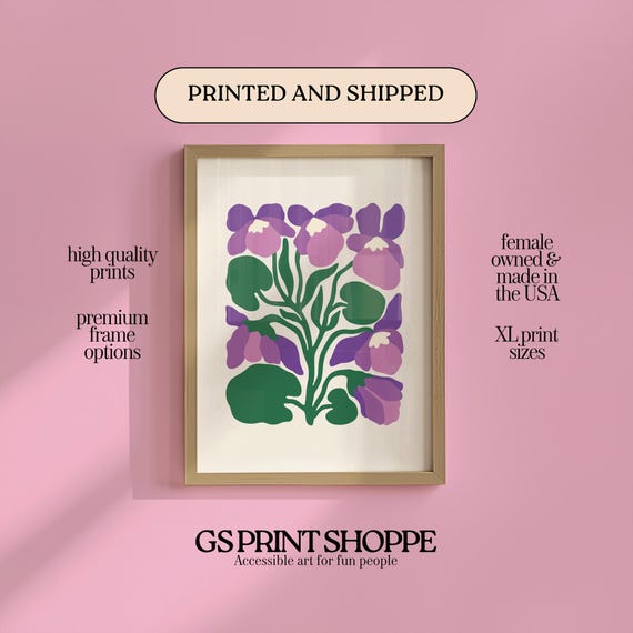 Purple Abstract Florals Vertical Art Print