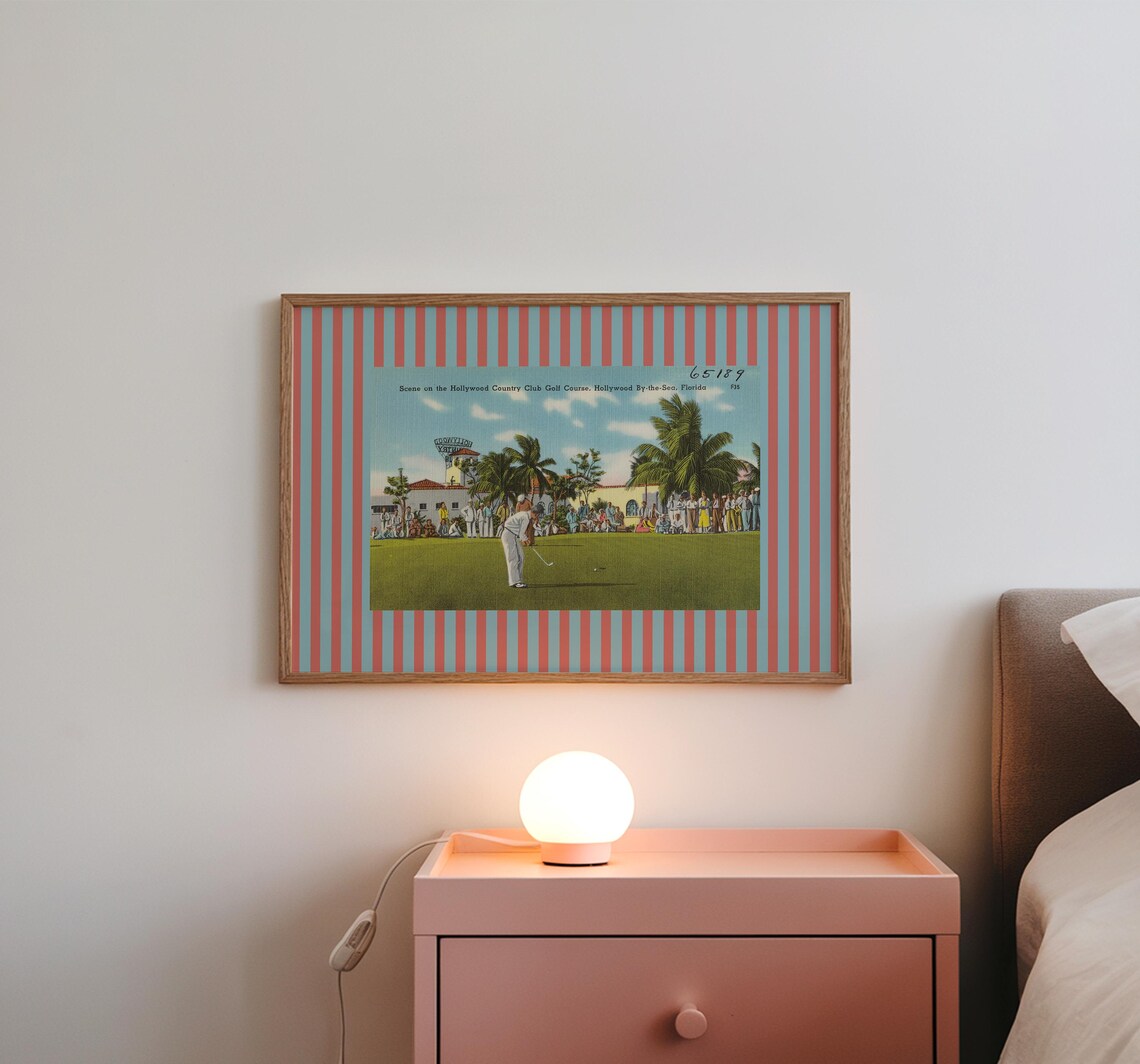 Golfers Print, Retro Florida Golf Course Art