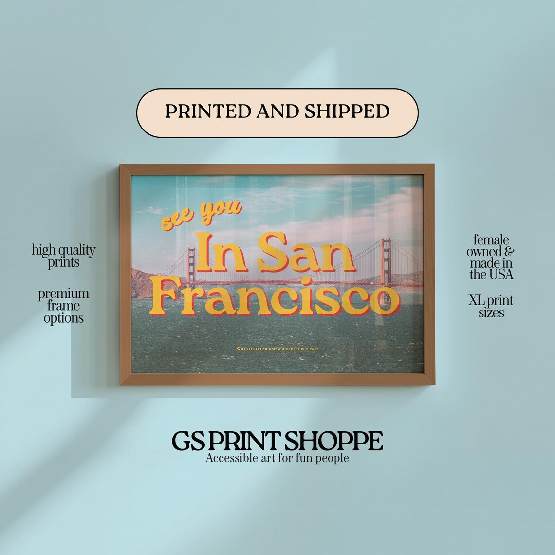 See You in San Francisco Golden Gate Bridge Photo Art Poster
