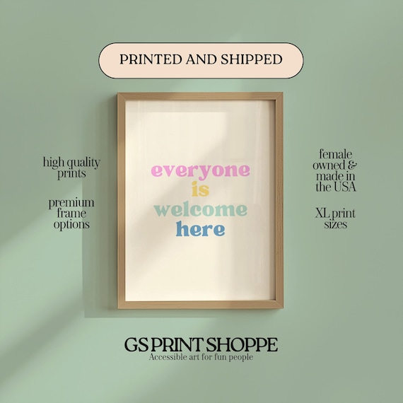 Everyone Is Welcome Here Vertical Beige Art Print