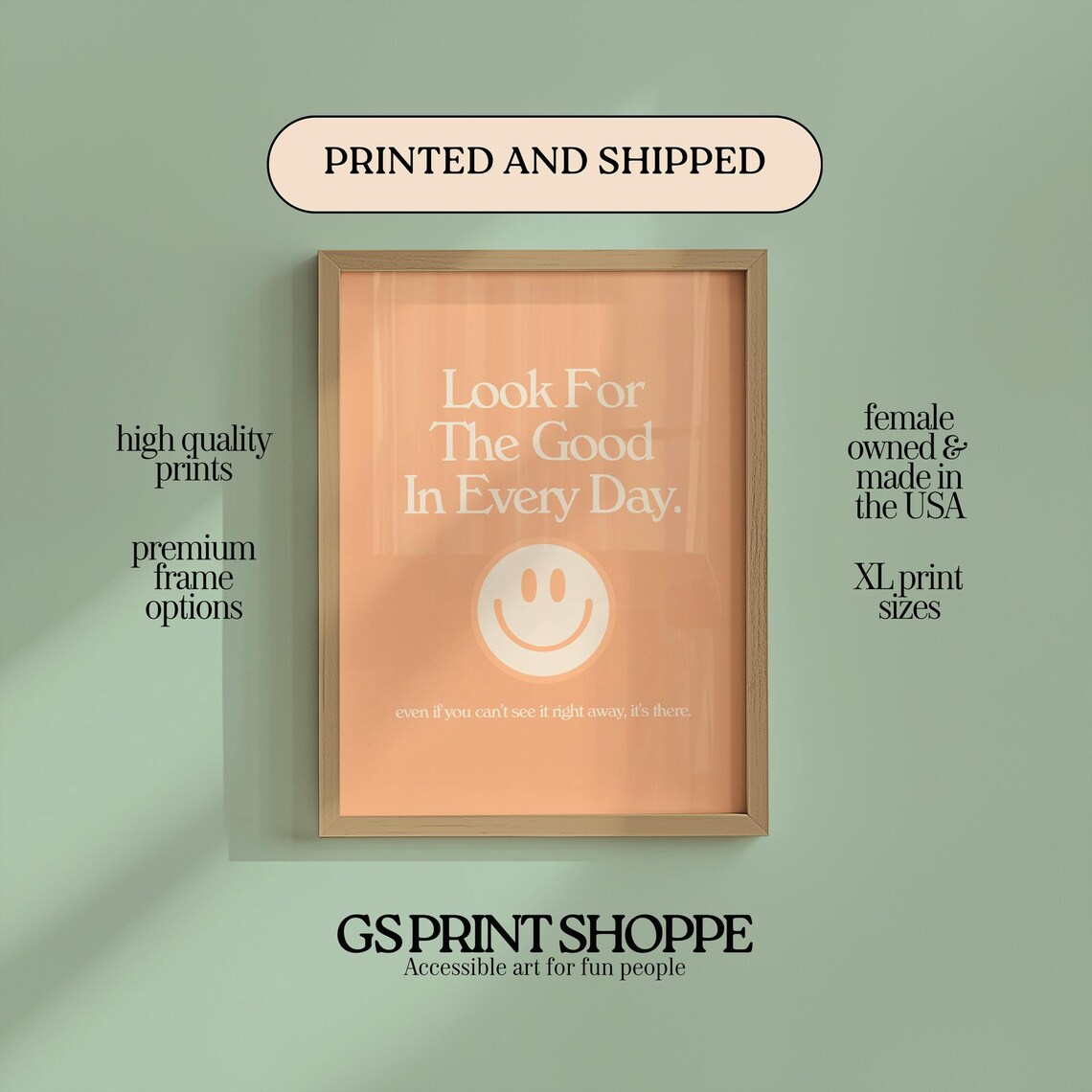 Orange Uplifting Look For The Good In Every Day Retro Smiley Face Poster