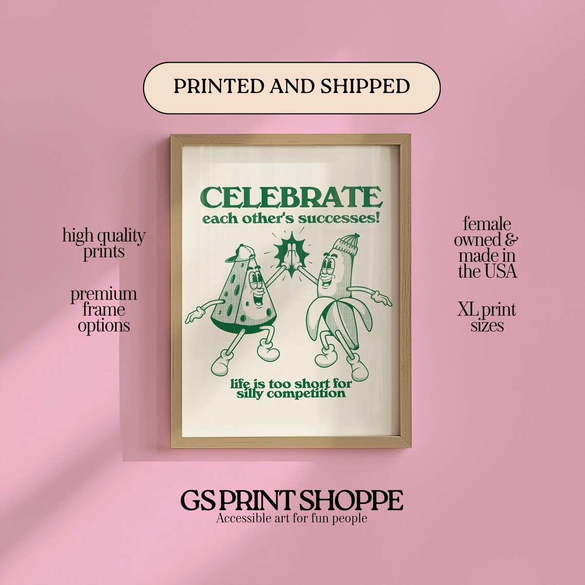 Celebrate Each Other's Successes Retro Cartoon Cheese Quote Art Poster