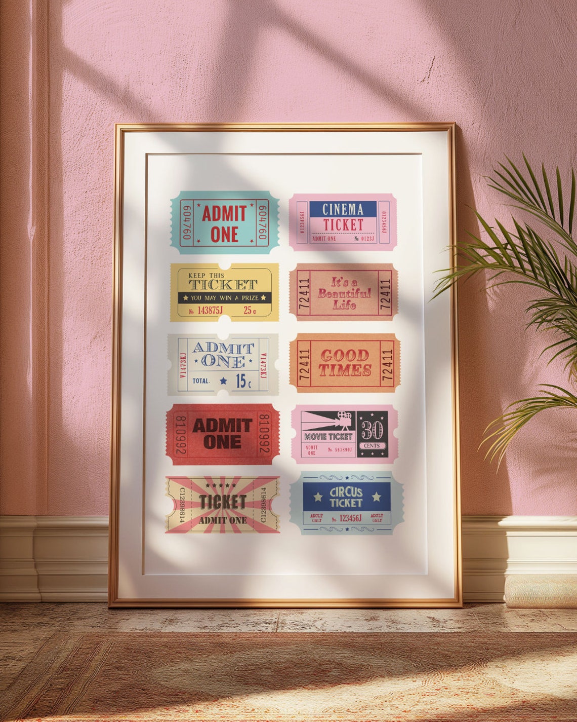 Admit One Vintage Ticket Stub Collage Retro Cinema Wall Poster - Image 4