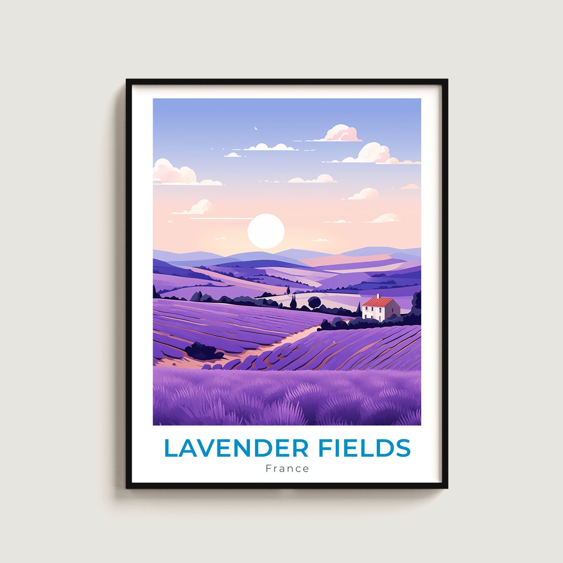 Lavender Fields France Provence Sunset Rolling Purple Hills Poster