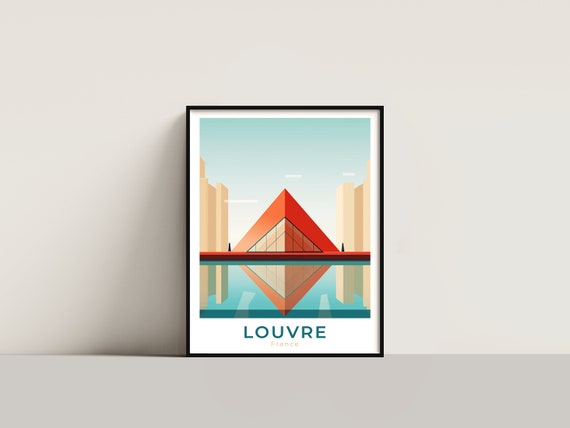 Louvre Travel Poster Wall Art Gift France Print Home Decor Lovers Hanging