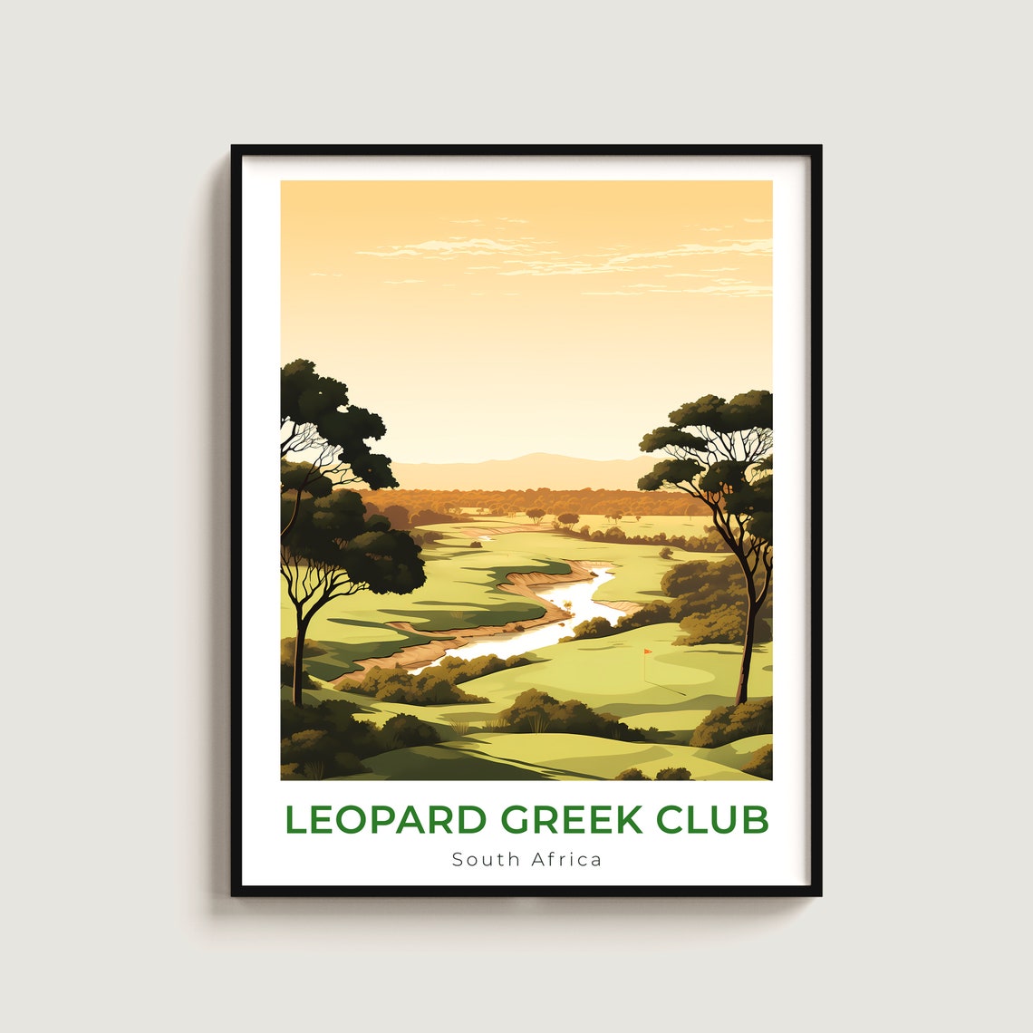 Leopard Creek Club South Africa Golf Course Sunset Travel Poster