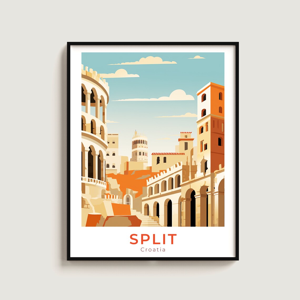 Split Travel Poster, Croatia Lovers Gift