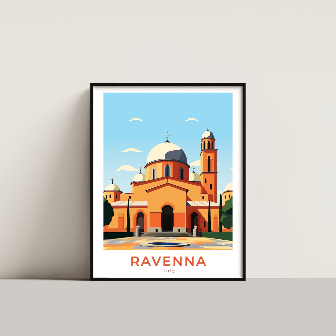 Ravenna Italy Ancient Byzantine Basilica Dome And Bell Tower Poster