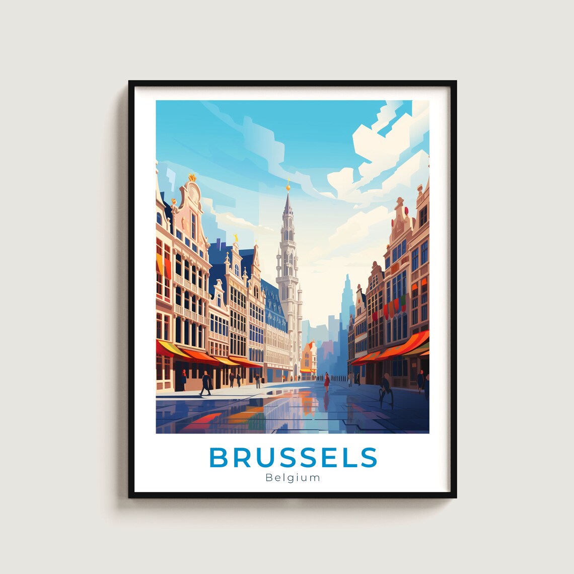 Brussels Grand Place Old Town Guildhalls Belgium Travel Poster